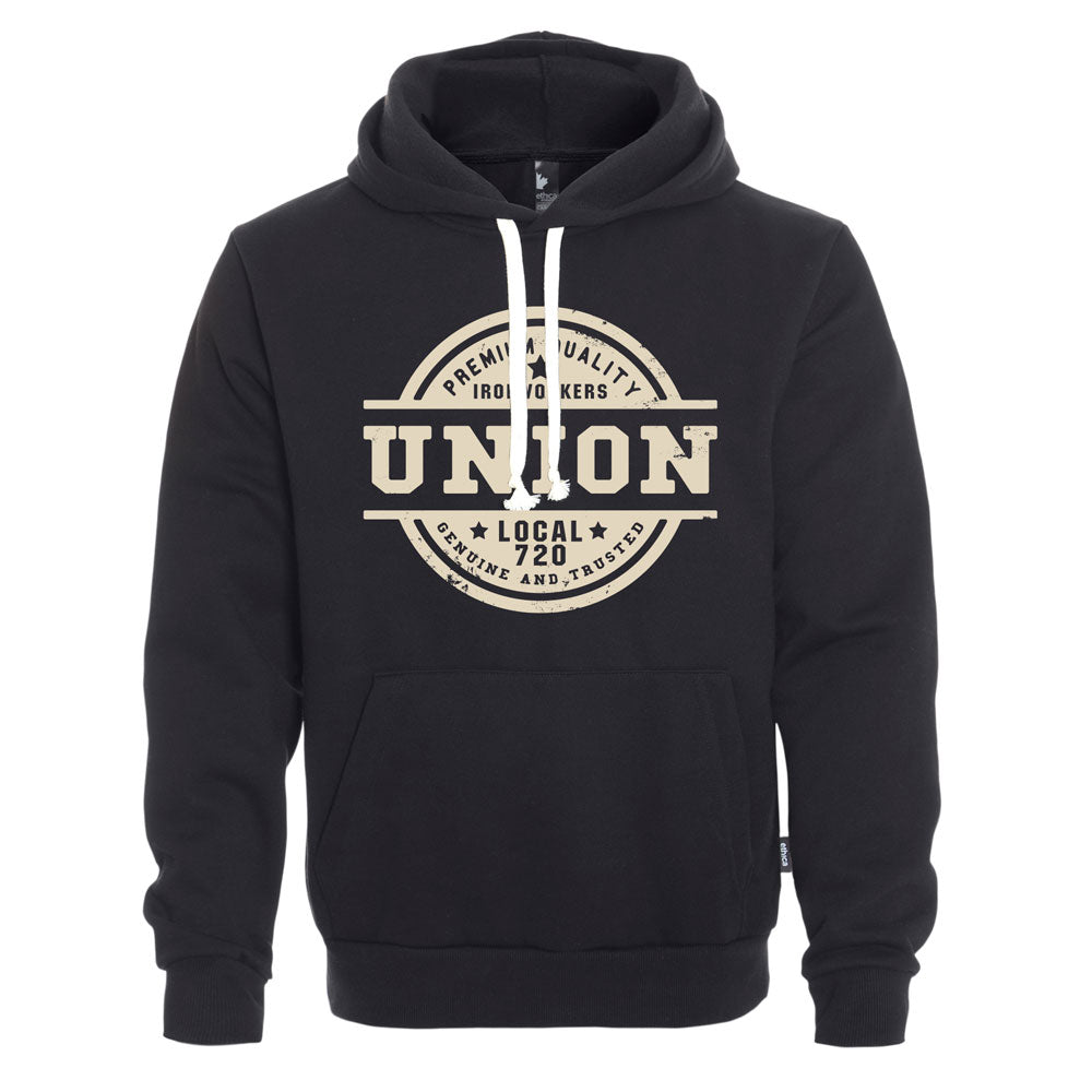 Ironworkers Local 720 - "Union" Popover Hoodie (Black)