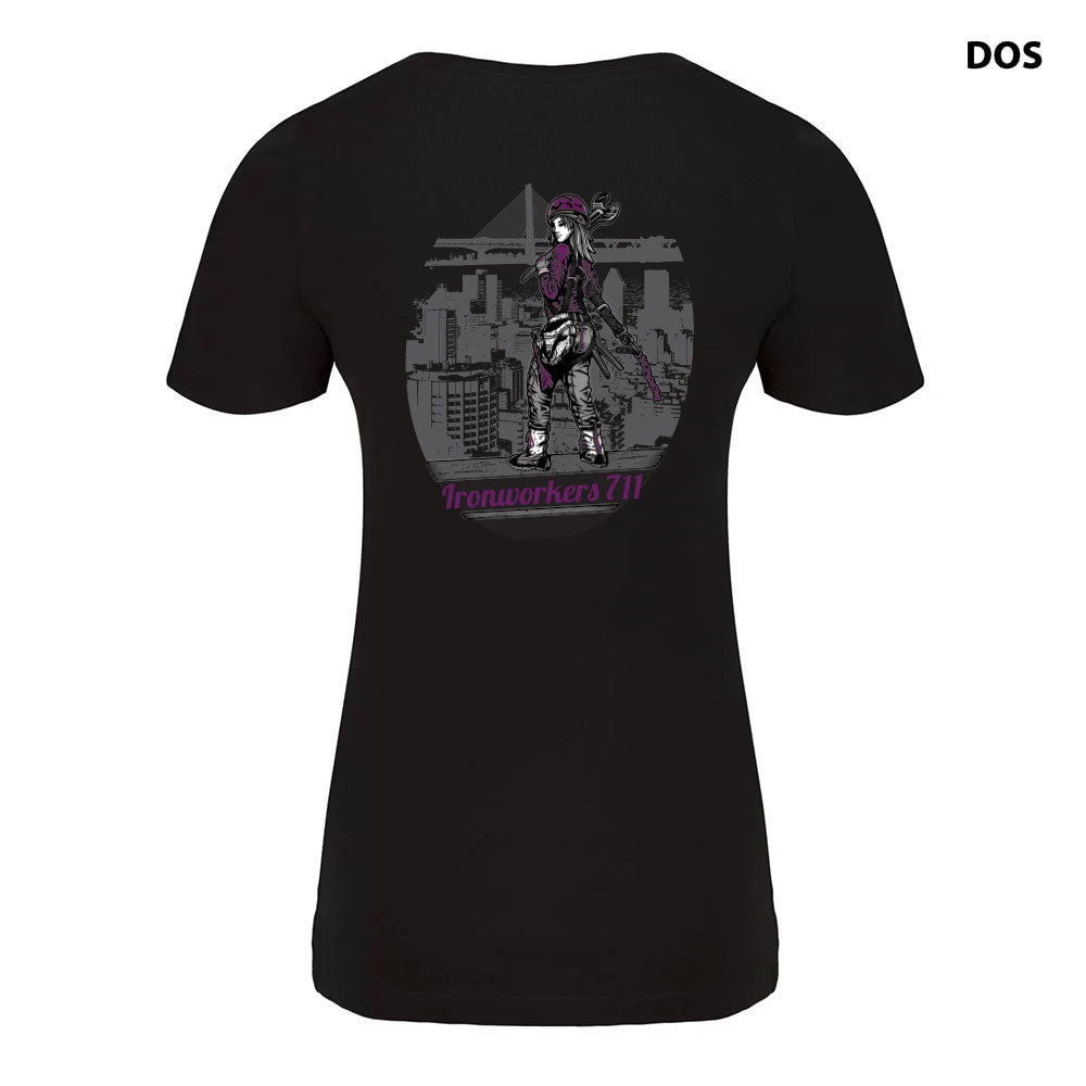Ironworkers Local 711 - Ladies Scoop Neck T-Shirt (Black)