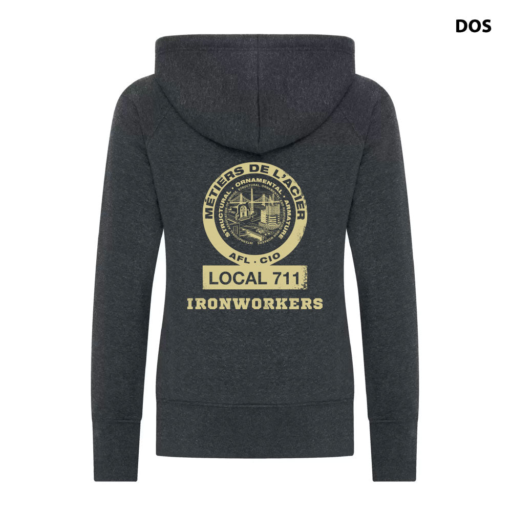 Ironworkers Local 711 - Rebar Ladies Hoodie (Black Heather)