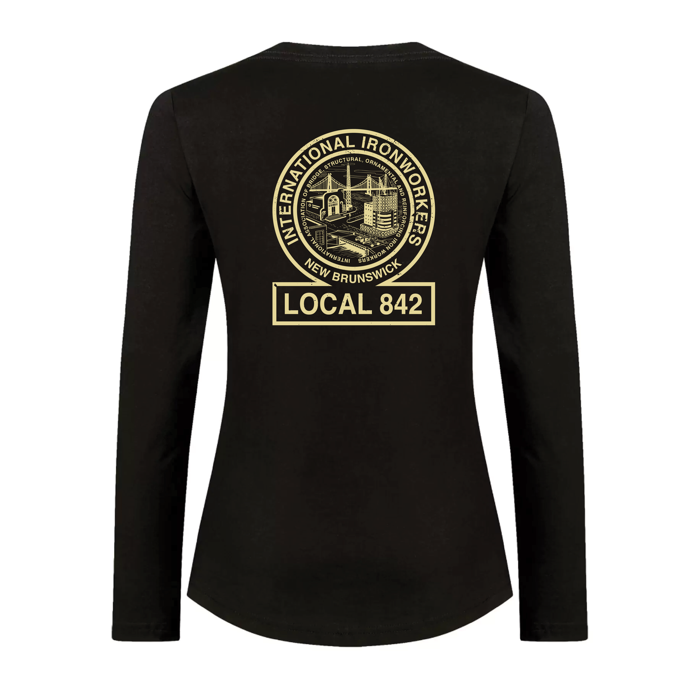Ironworkers Local 842 - Ladies Long Sleeve Rebar T-Shirt (Black)