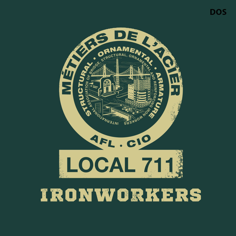 Ironworkers Local 711 - Chandail à Capuchon barres d'armature
