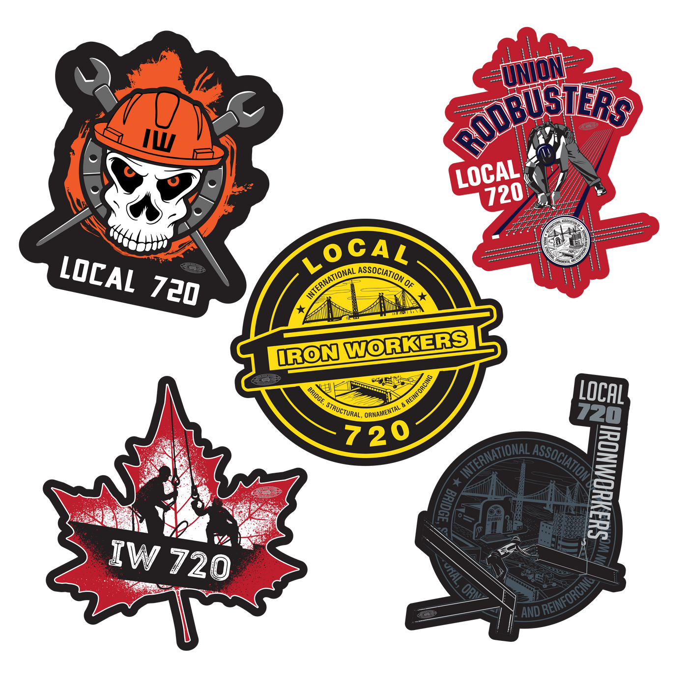 Bundle of 5 Stickers Ironworkers Local 720