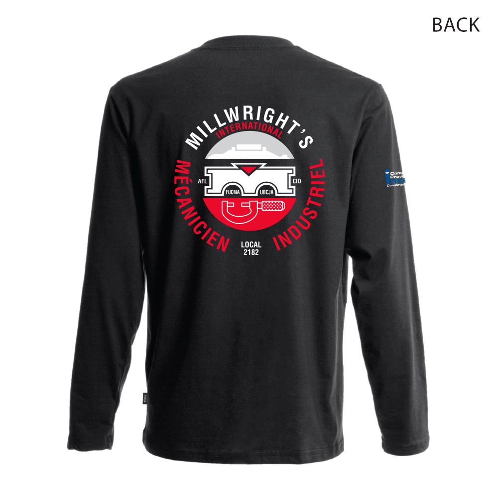 Millwrights / mécanicien industriel, Local 2182 - T-shirt à manches longues (Noir)