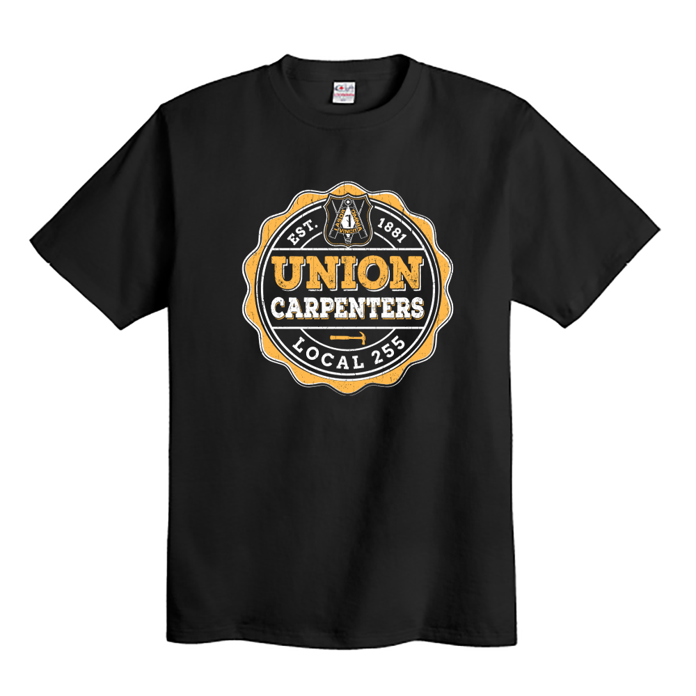 UBC 2555 - Bulldog Athletic (Gold) Union Made Black T-Shirt
